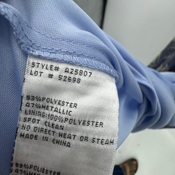 Betsy & Adam Long Foil Print Halter maxi Dress Sleeveless Steel/Gold Size 2 NWT - Picture 11 of 12